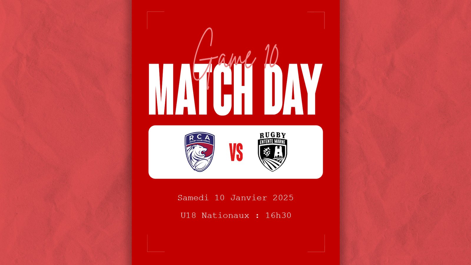 Bannière dixième match U18