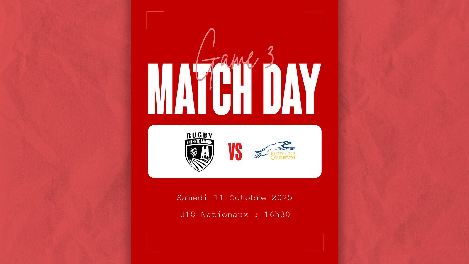 Bannière troisième match U18