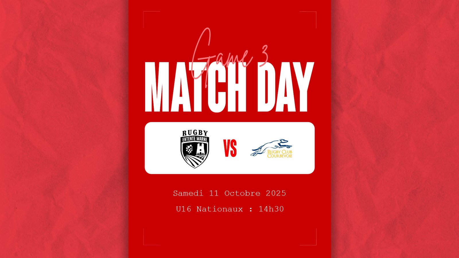 Troisième match des U16 Nationaux