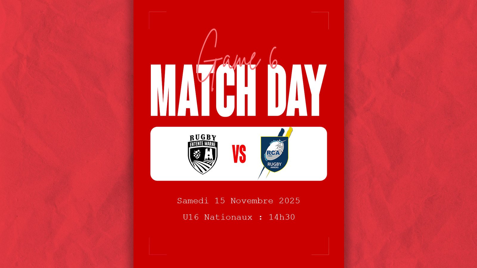Sixième match U16 Nationaux