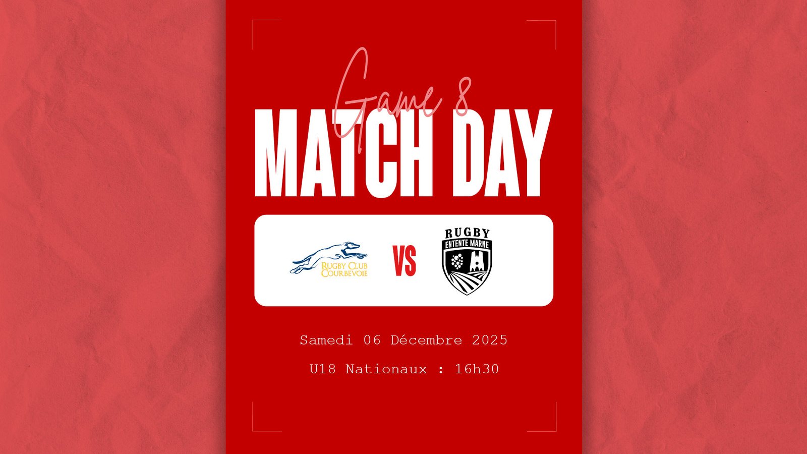 Bannière huitième match U18